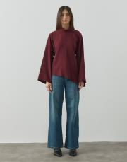 bordo double asimetrik tunik